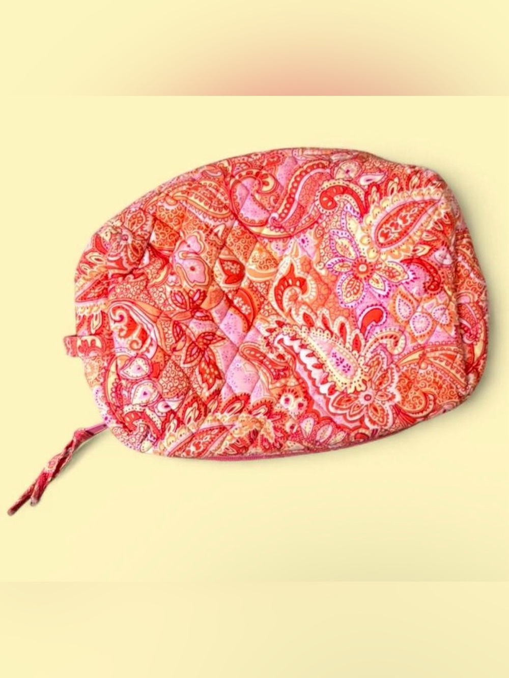 Vera Bradley Bright Paisley Quilted Cosmetic Pouch - Pink & Red - Picture 2 of 3